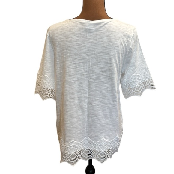 Chicos White Lace Trim‎ Short Sleeve Tee Size 1 (M) - Picture 2 of 7